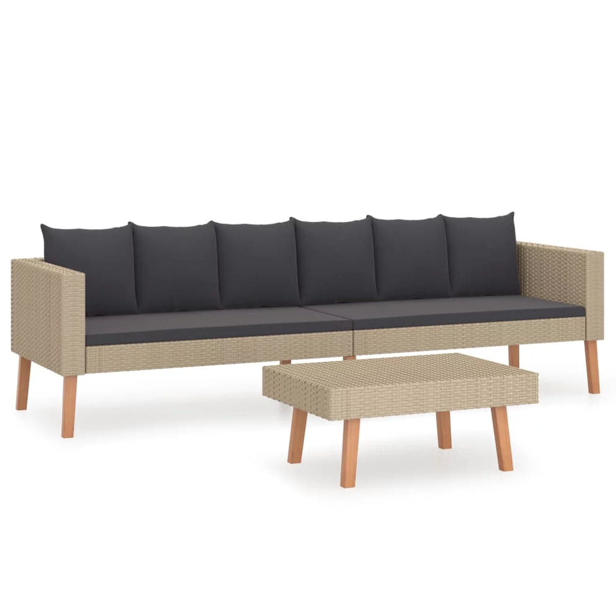 2 Piece Poly Rattan Patio Set with Cushions P4874