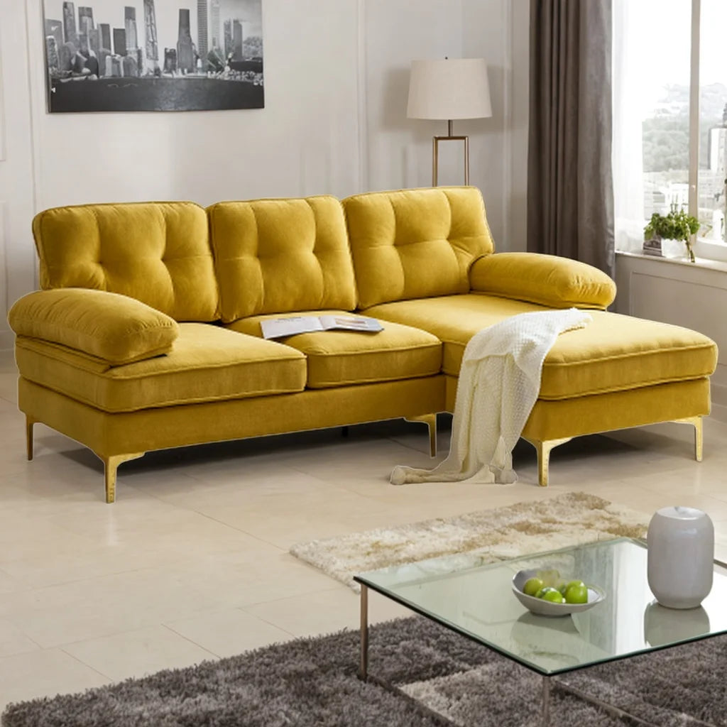 83" Velvet L-Shaped Sectional Sofa X2404