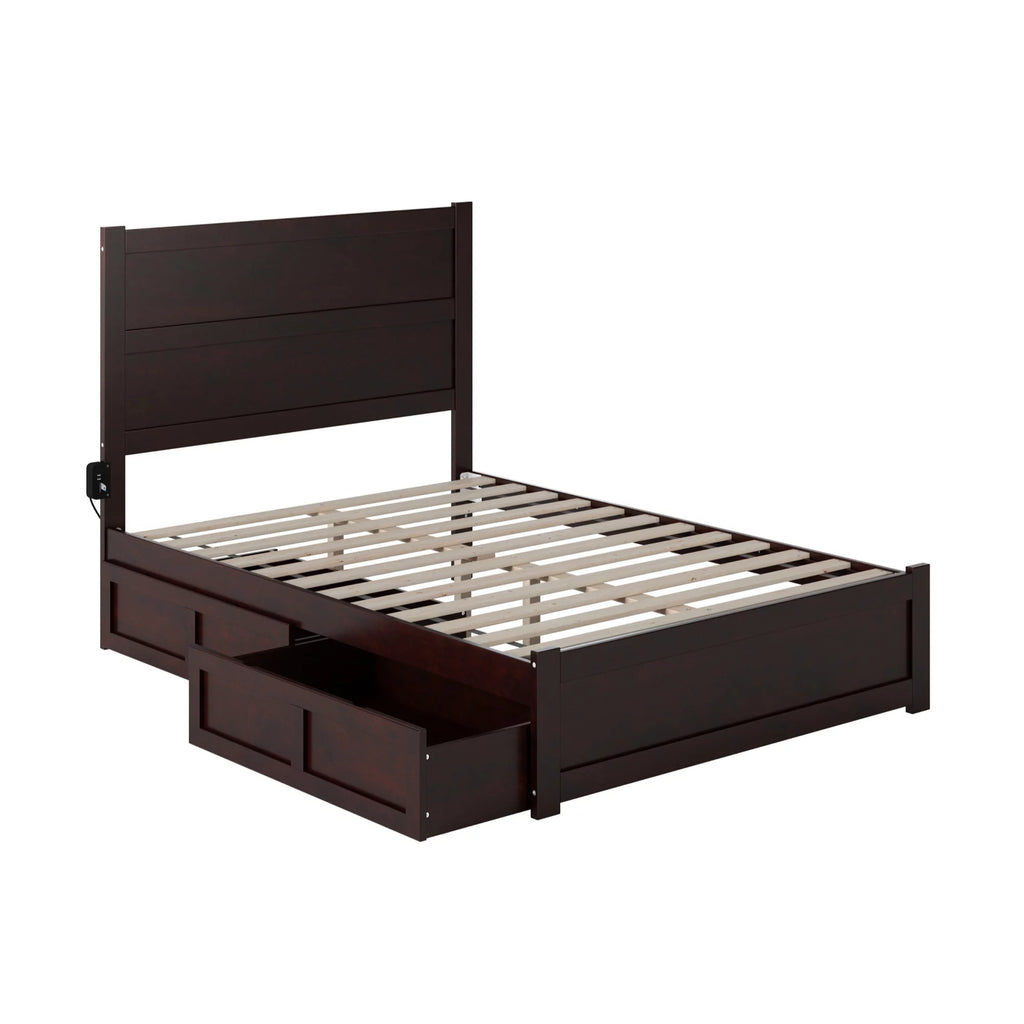 Solid Wood Bed with Footboard and 2 Drawers Z6038