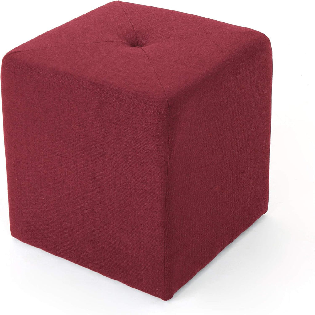 Deep Red Fabric Square Ottoman Pack of 2 Z8550