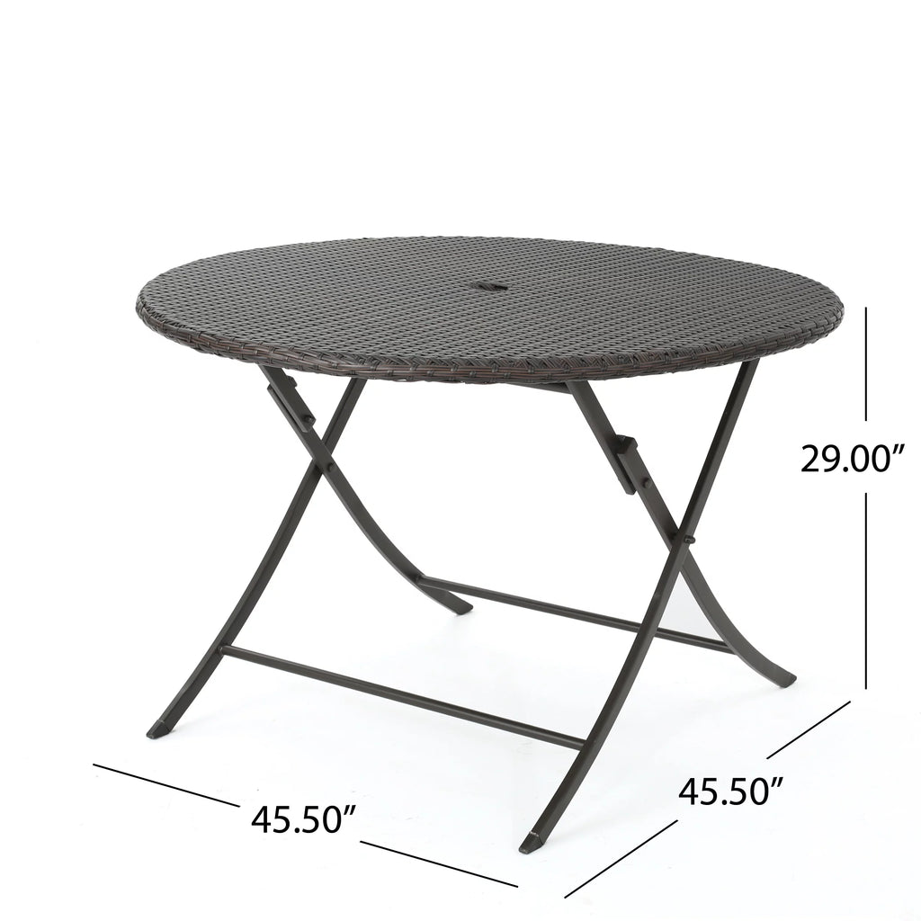 5 Piece Wicker Dining Set with Foldable Table and Stacking Chairs M6476