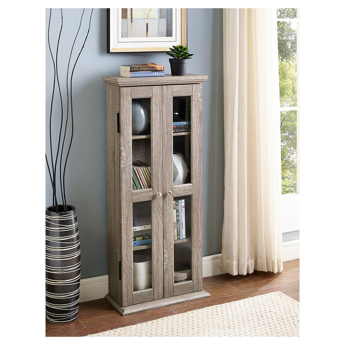 Wood Media Storage Tower Cabinet T101