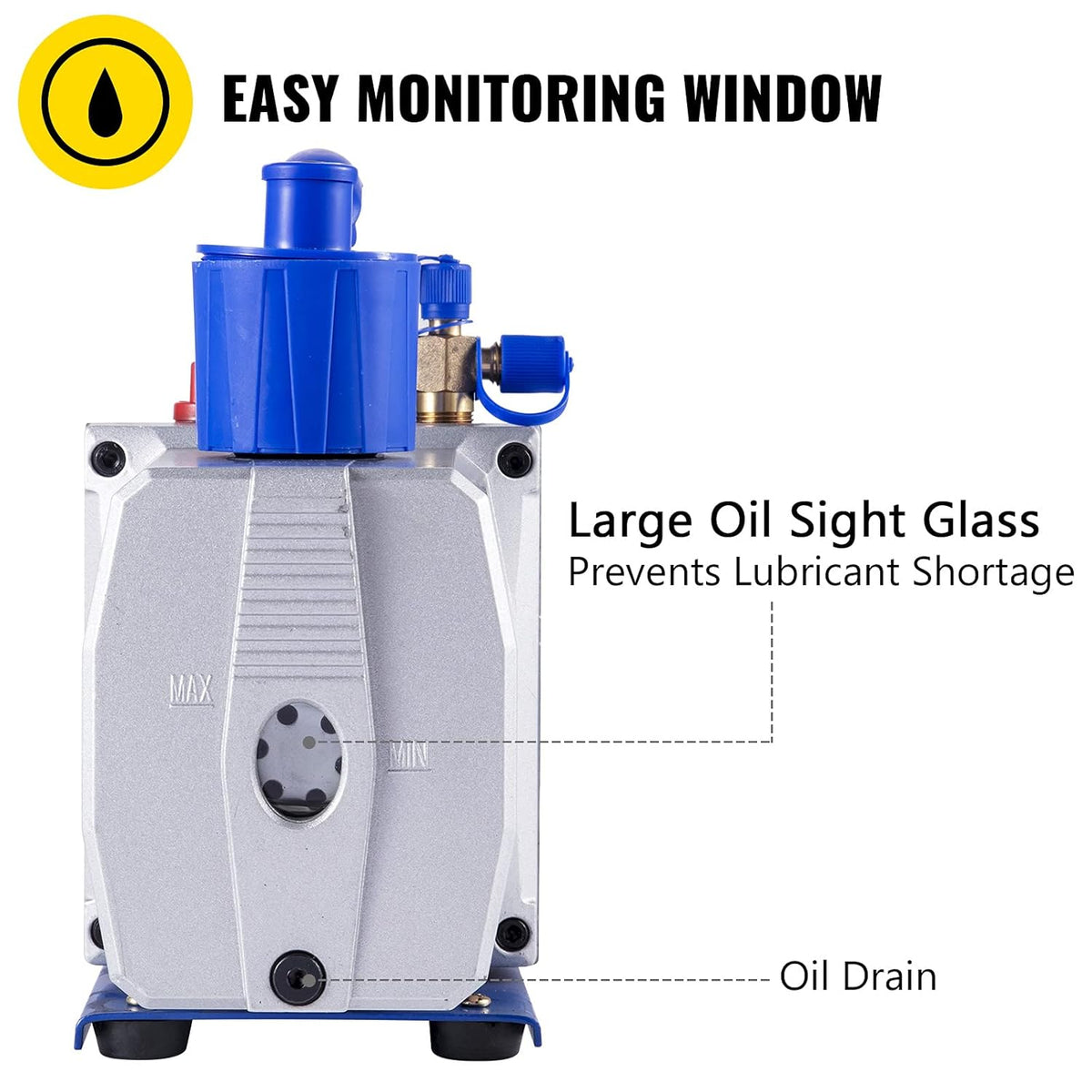 9 CFM 1 HP Single Stage Air Conditioning Vacuum Pump 110V 5PA Rotary Vane Vacuum Pump K2227