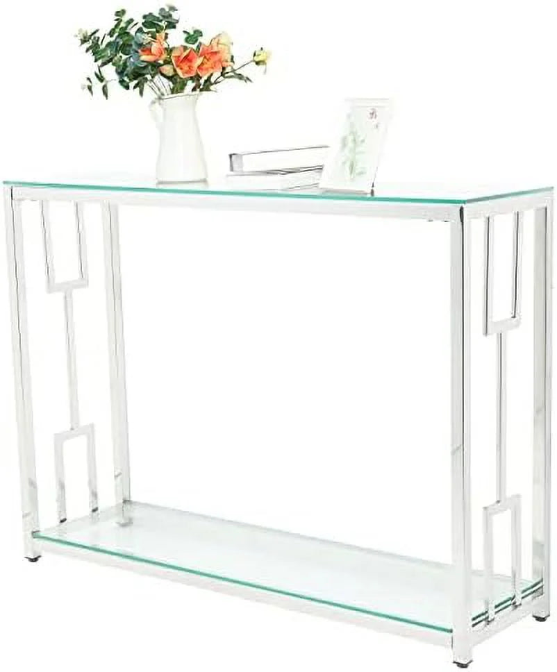 Glass Console Table with Shelves H42980