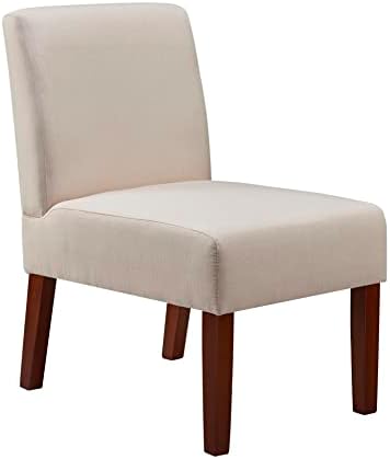 Beige Fabric Accent Chair with Wood Frame B266247