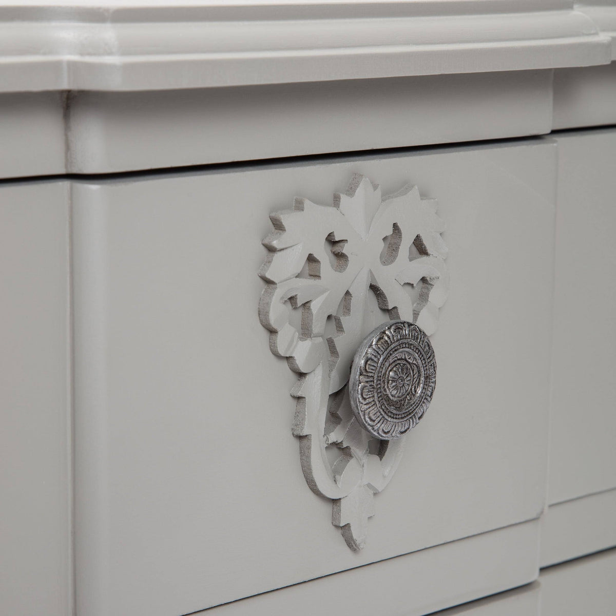 Gray Side Table with Two Drawers T341308