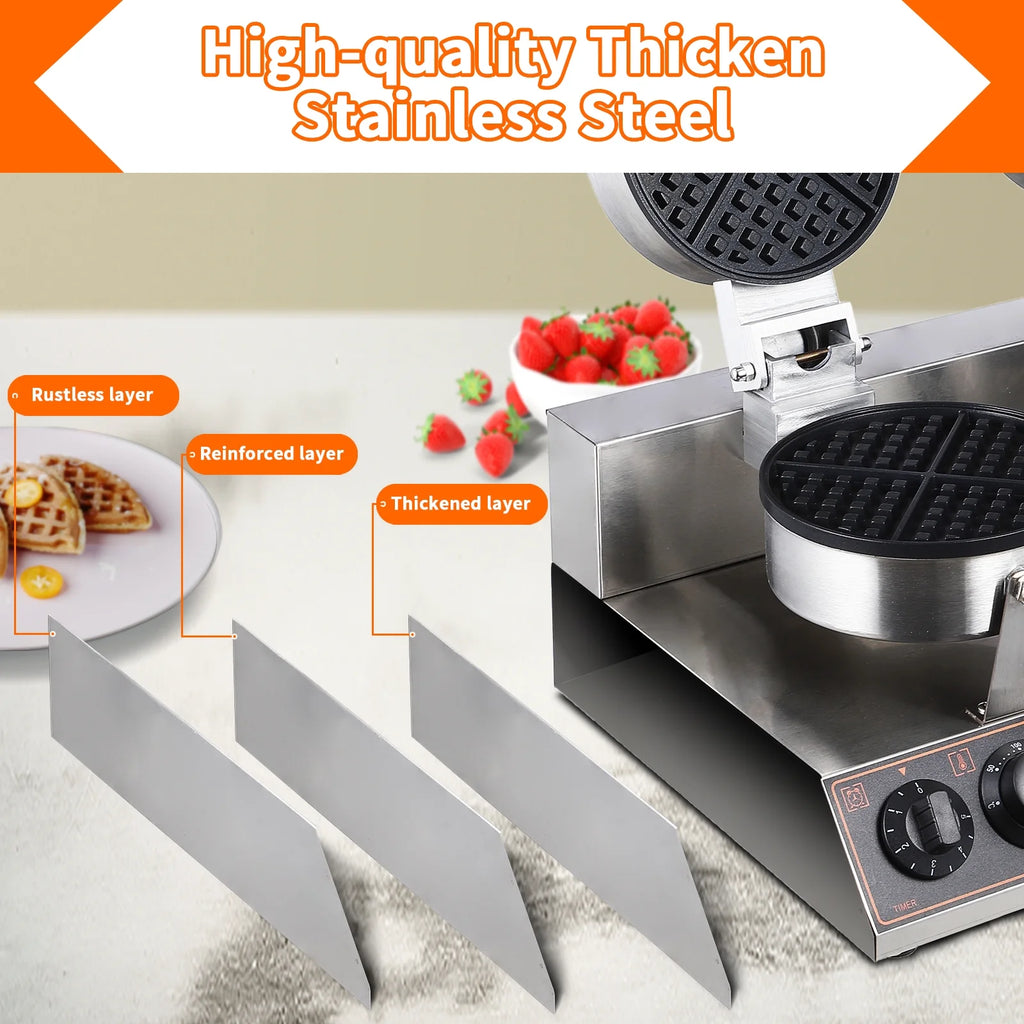 Stainless Steel Double-Ended Waffle Maker with Non-Stick Pan B845926