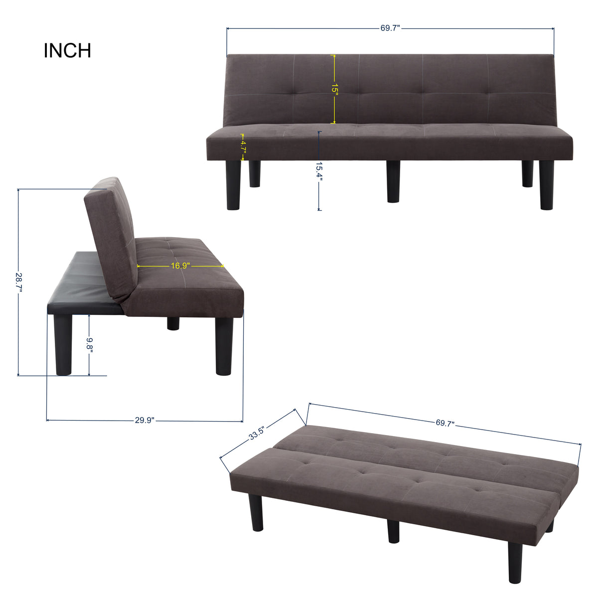 70” Futon Sofa bed D18339