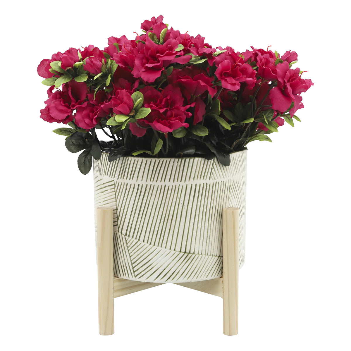 Ceramic Planter with Wood Stand S699
