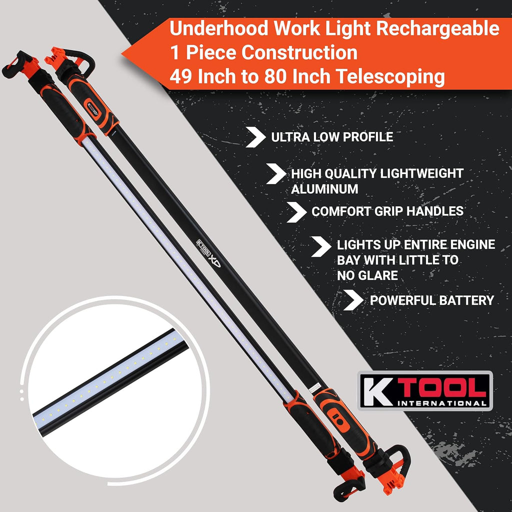 Rechargeable LED Underhood Work Light, Aluminum, 49 Inch to 80 Inch Telescoping V317