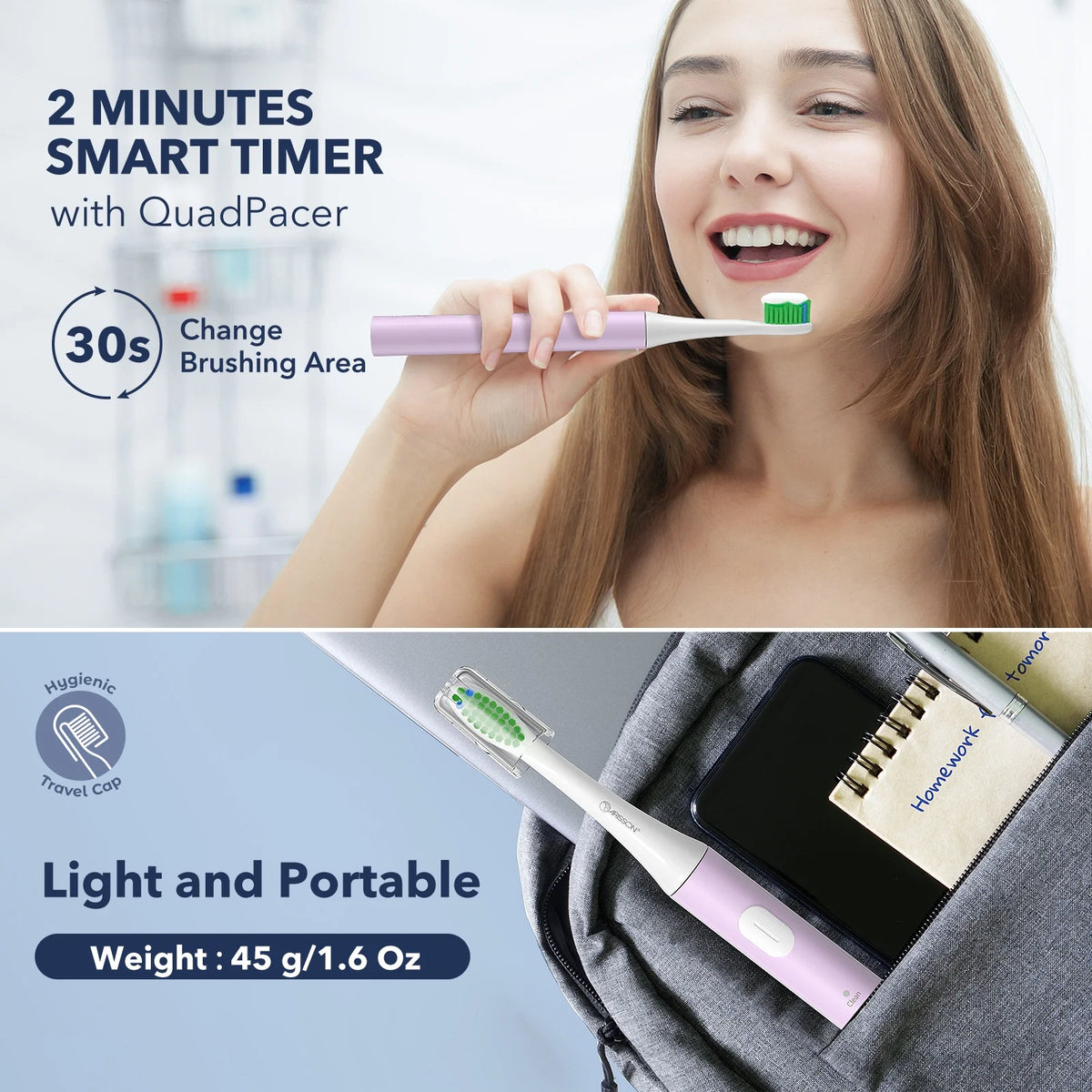 Sonic Electric Toothbrush with 2 Mins Smart Timer F468745