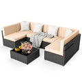 7 Pieces Wicker Patio Sectional Sofa Set with Coffee Table K58235
