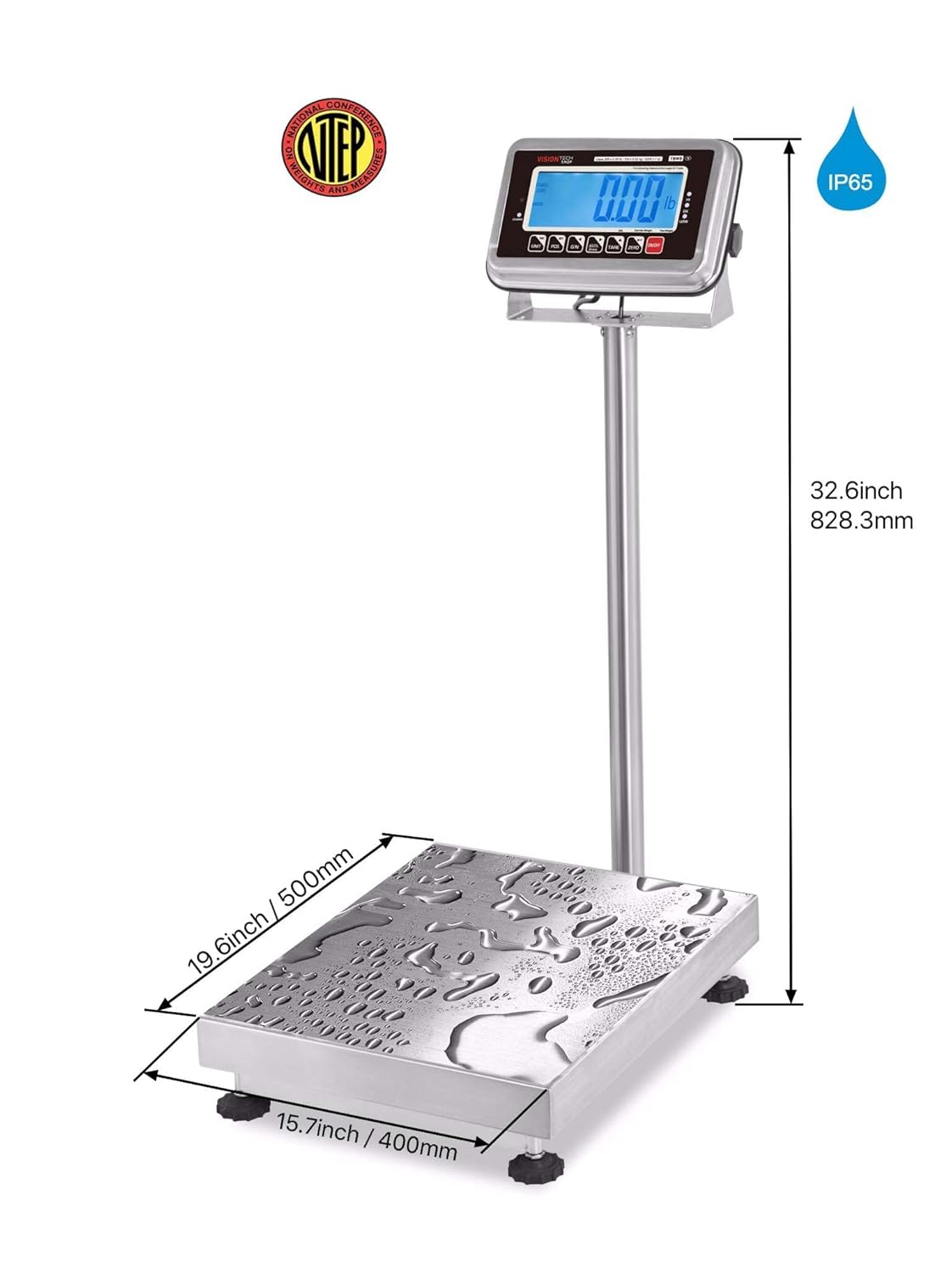Stainless Steel Bench Scale, 200lb Capacity, 0.05lb Readability N92229