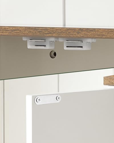 White and Walnut Bathroom Wall Cabinet with Towel Bar Y563