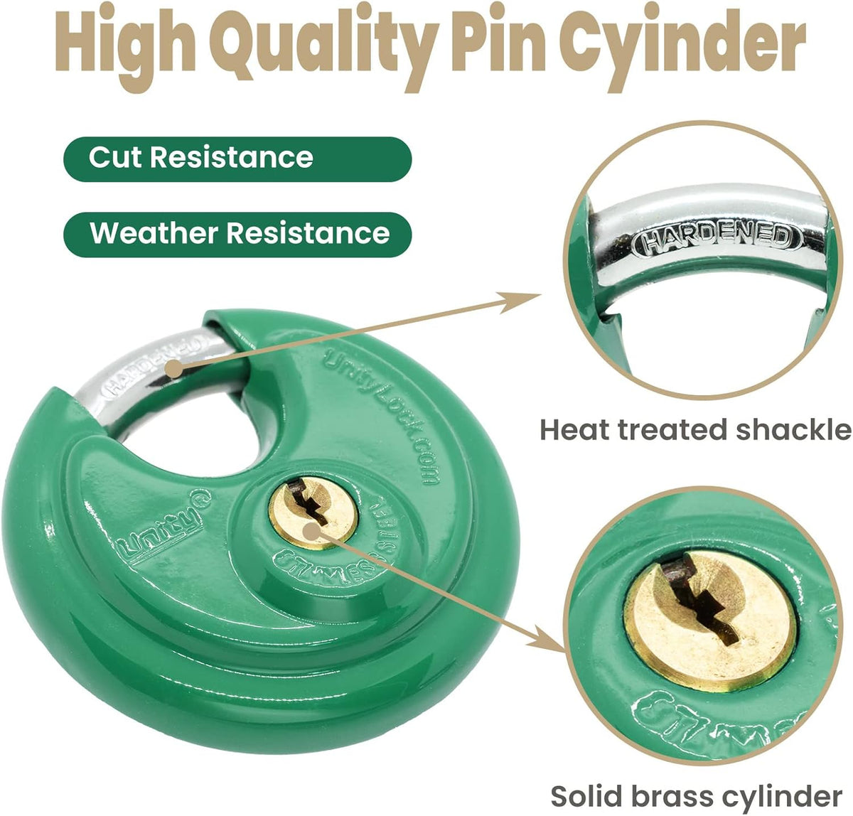 Green Disc Padlock 2-3/4" (70mm) (50) U485