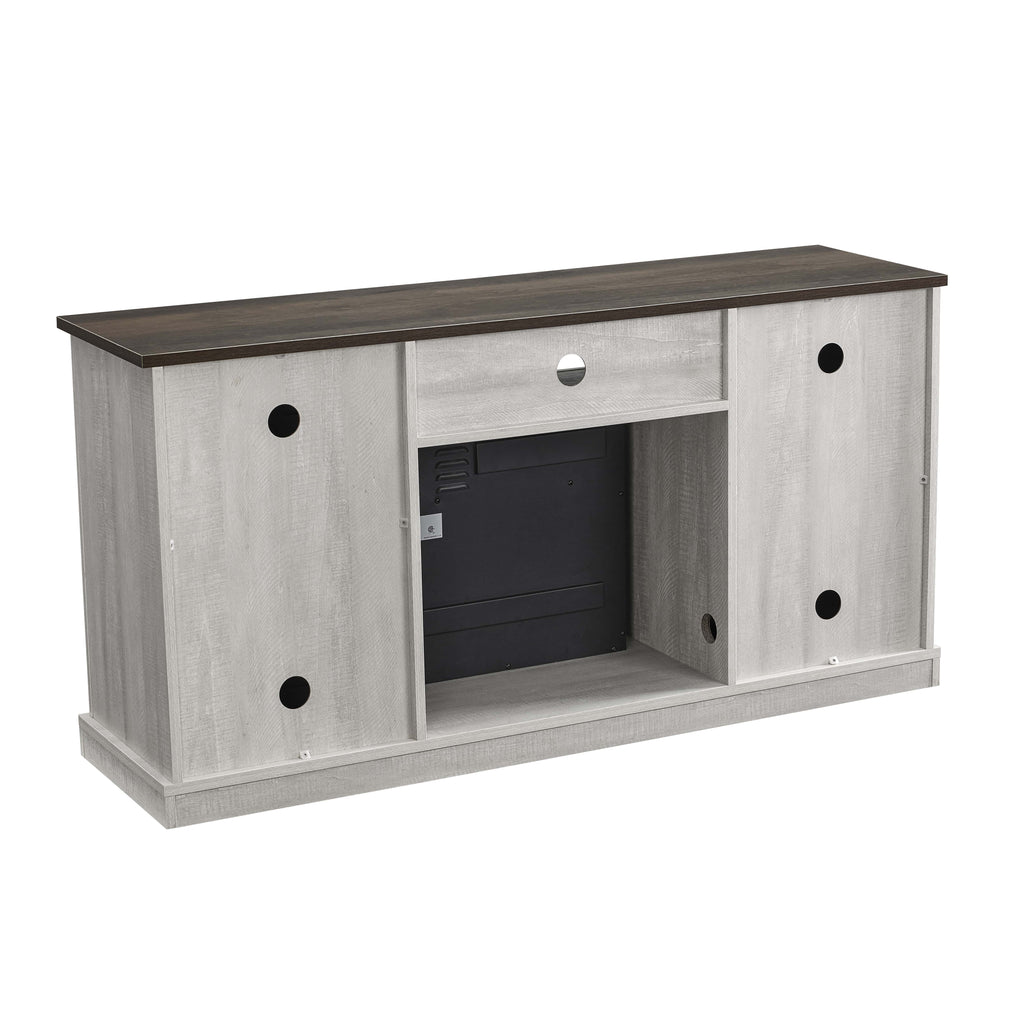 White TV Stand with Electric Fireplace D69463