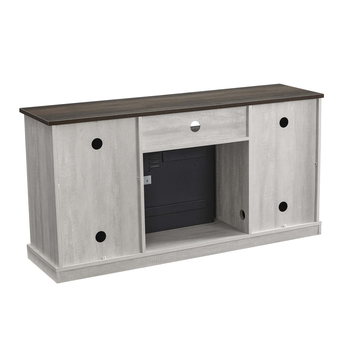 White TV Stand with Electric Fireplace D69463