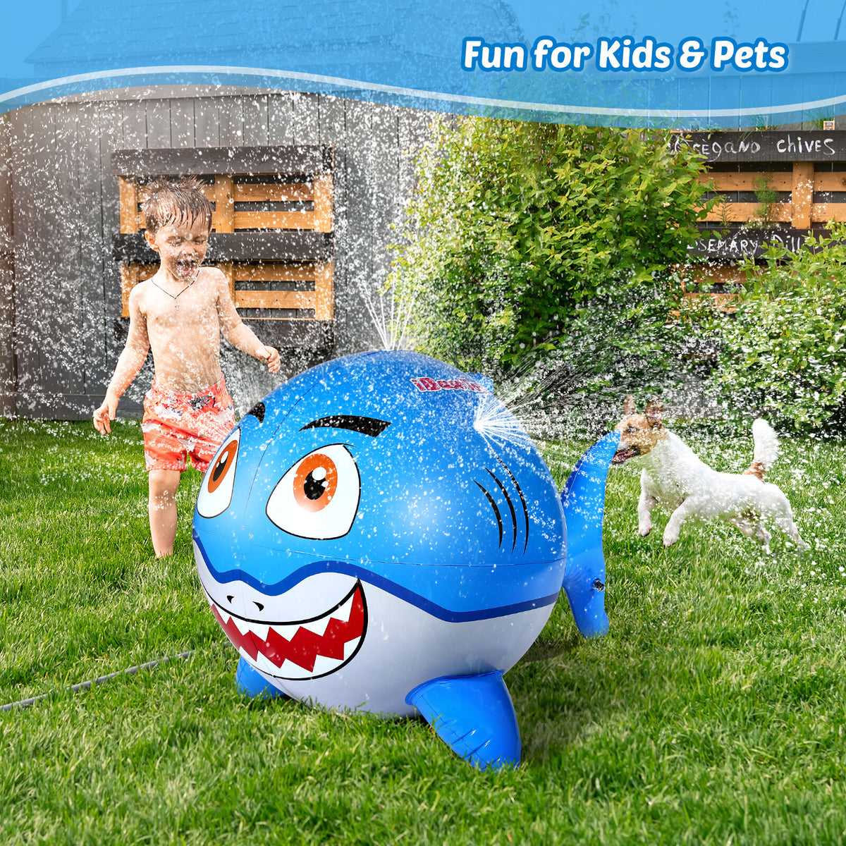 Inflatable Shark Sprinkler Water Ball 80x120cm O599