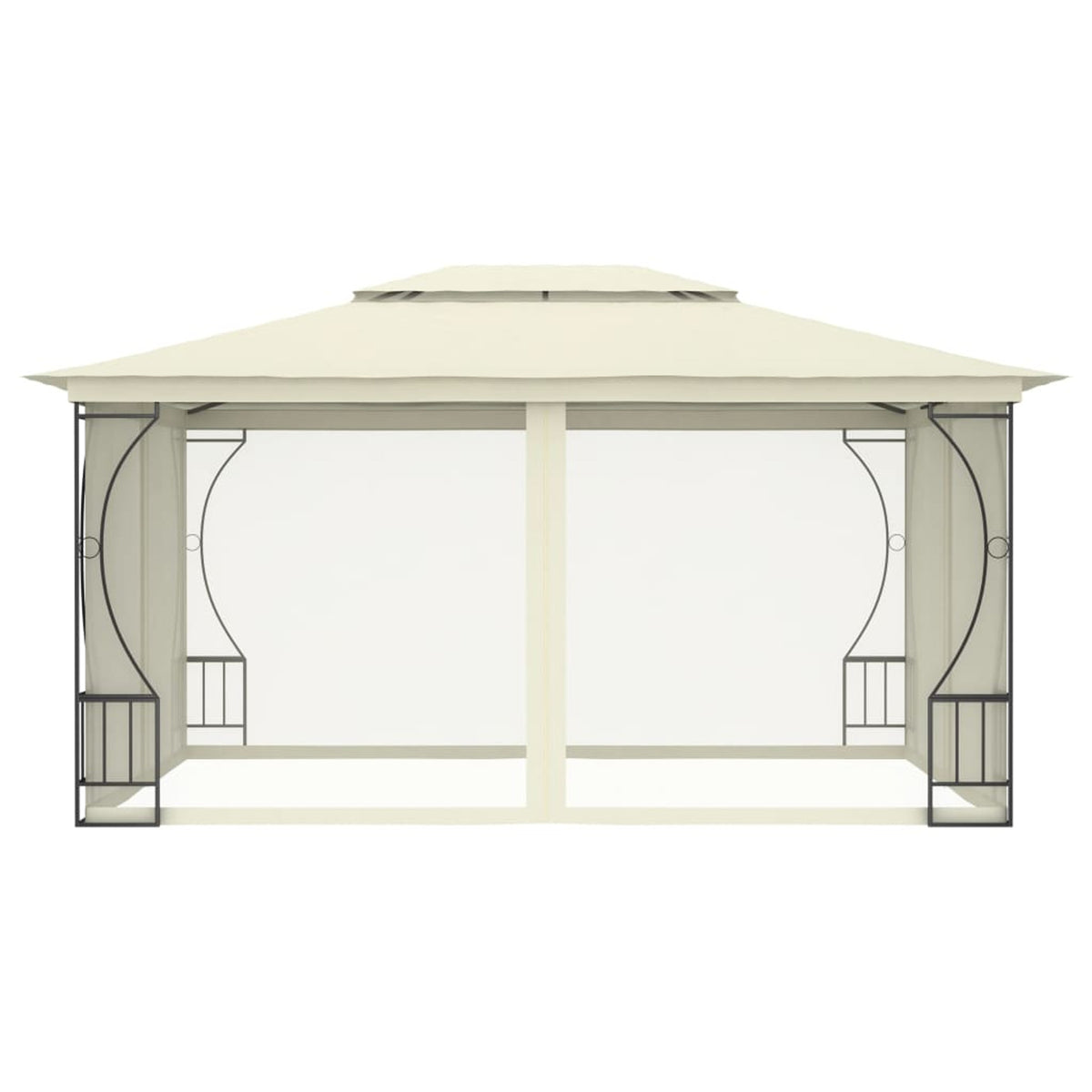 Cream Steel Frame Party Tent Gazebo Canopy with Nets 9.8ft x 13.1ft x 8.7ft O66468