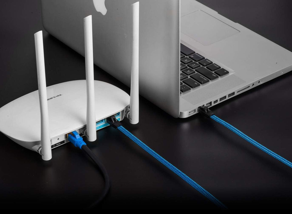 Cat 7 Ethernet Cable 100 ft Nylon Braided Flat Network Patch Cord RJ45 LAN Cable Pack of 2 G55812