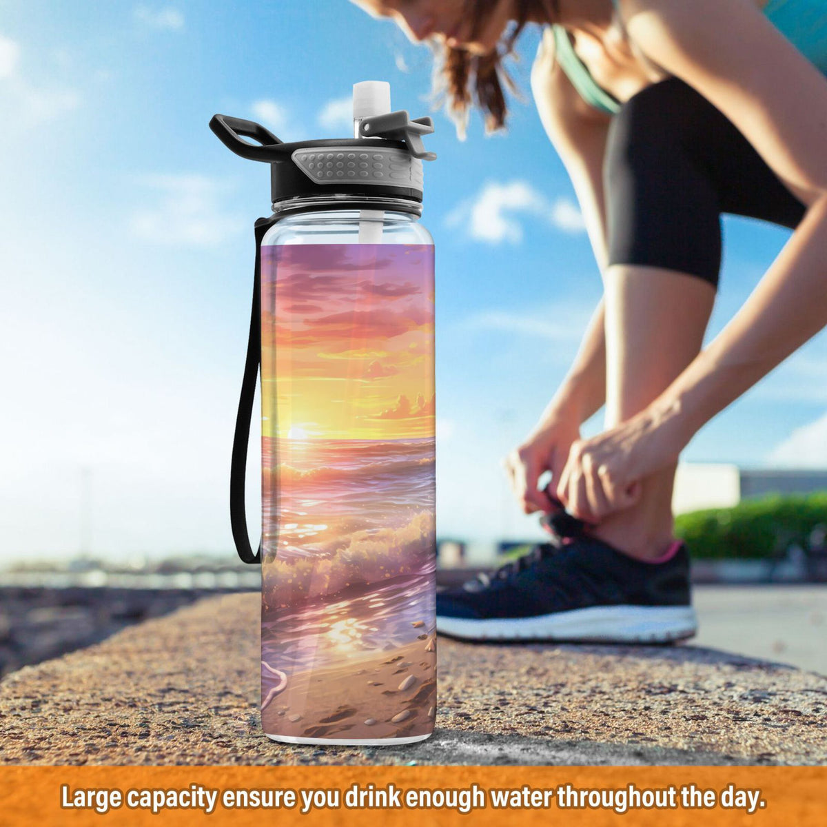 32oz Leakproof Tritan Sports Water Bottle with Straw E58041