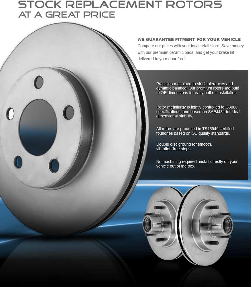 Premium OE Brake Disc Rotors + Ceramic Brake Pads + Hardware G2591