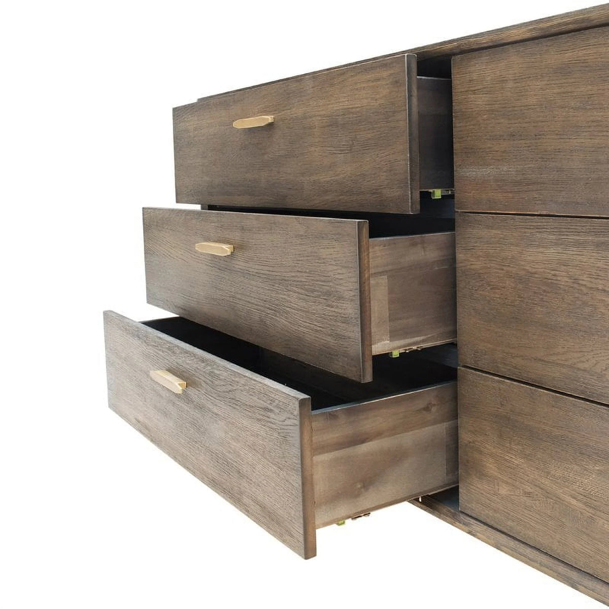 6 Drawer Wood Veneer Antique Brass Dresser N2808
