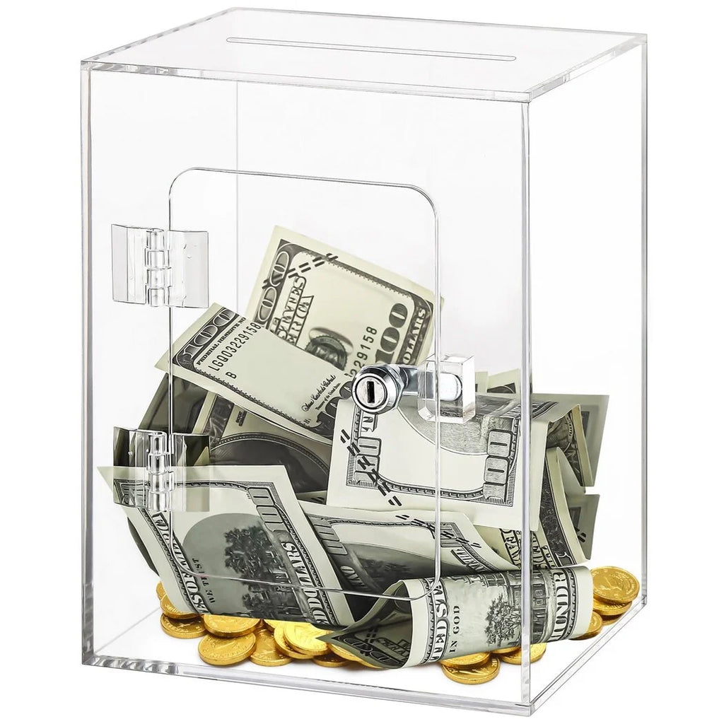 Clear Piggy Bank with Lock and Key G3809