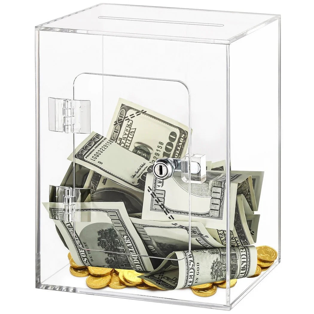 Clear Piggy Bank with Lock and Key G3809