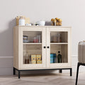 Natural Wooden Sideboard Buffet Cabinet with Acrylic Glass Doors K3639