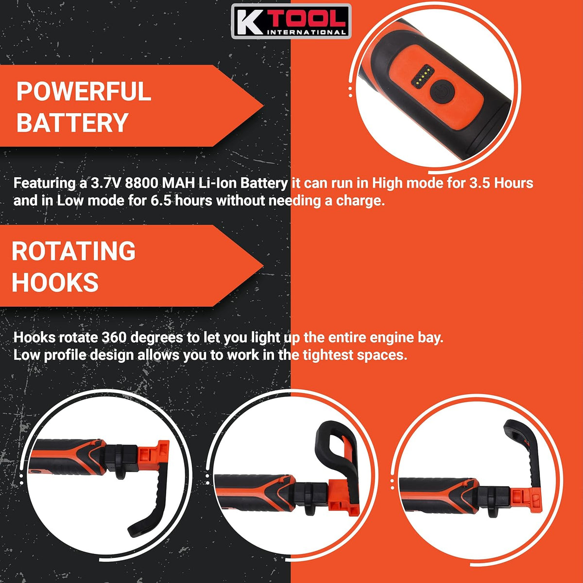 Rechargeable LED Underhood Work Light, Aluminum, 49 Inch to 80 Inch Telescoping V317