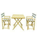 Blue Stripes 3-Piece Bamboo Patio Set B93865