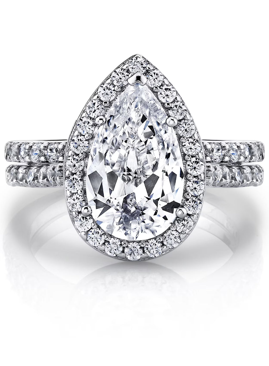 3CT Teardrop Pear Shape Solitaire AAA CZ Engagement Ring Bridal Set in 2 piece Sterling Silver 925 Y639