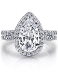 3CT Teardrop Pear Shape Solitaire AAA CZ Engagement Ring Bridal Set in 2 piece Sterling Silver 925 Y639