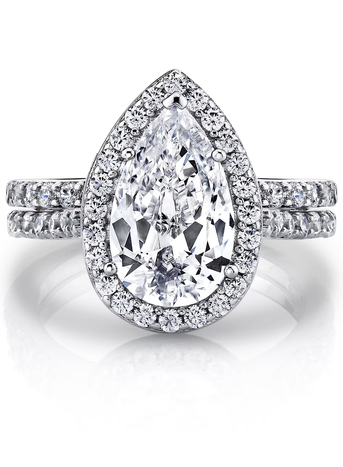3CT Teardrop Pear Shape Solitaire AAA CZ Engagement Ring Bridal Set in 2 piece Sterling Silver 925 Y639