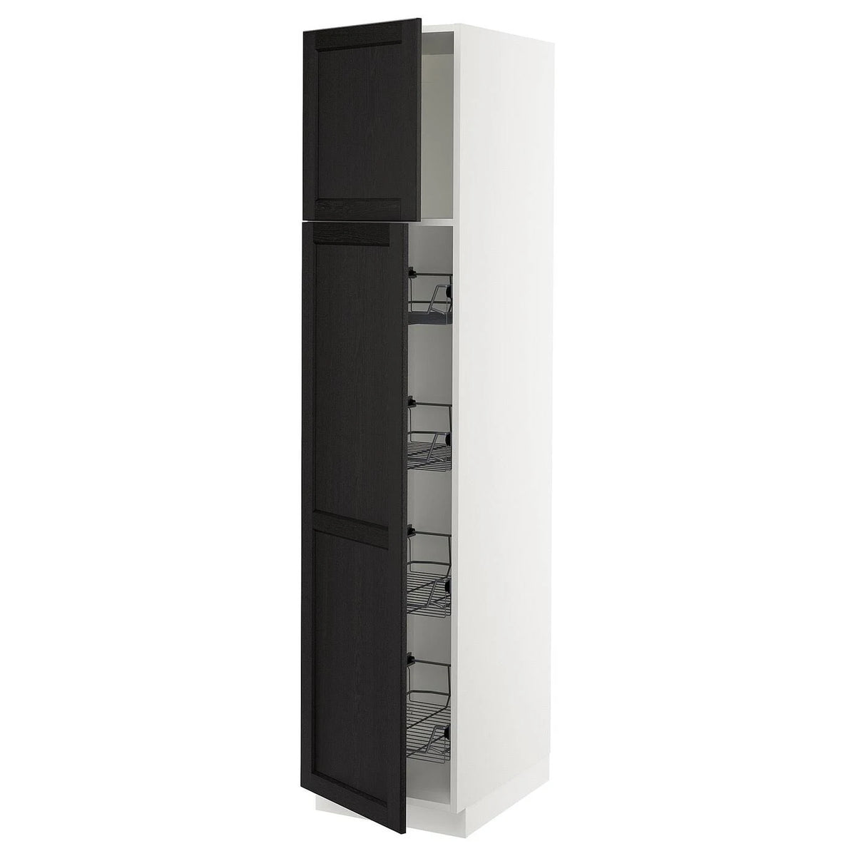 White High Cabinet with Door and Wire Baskets B3092