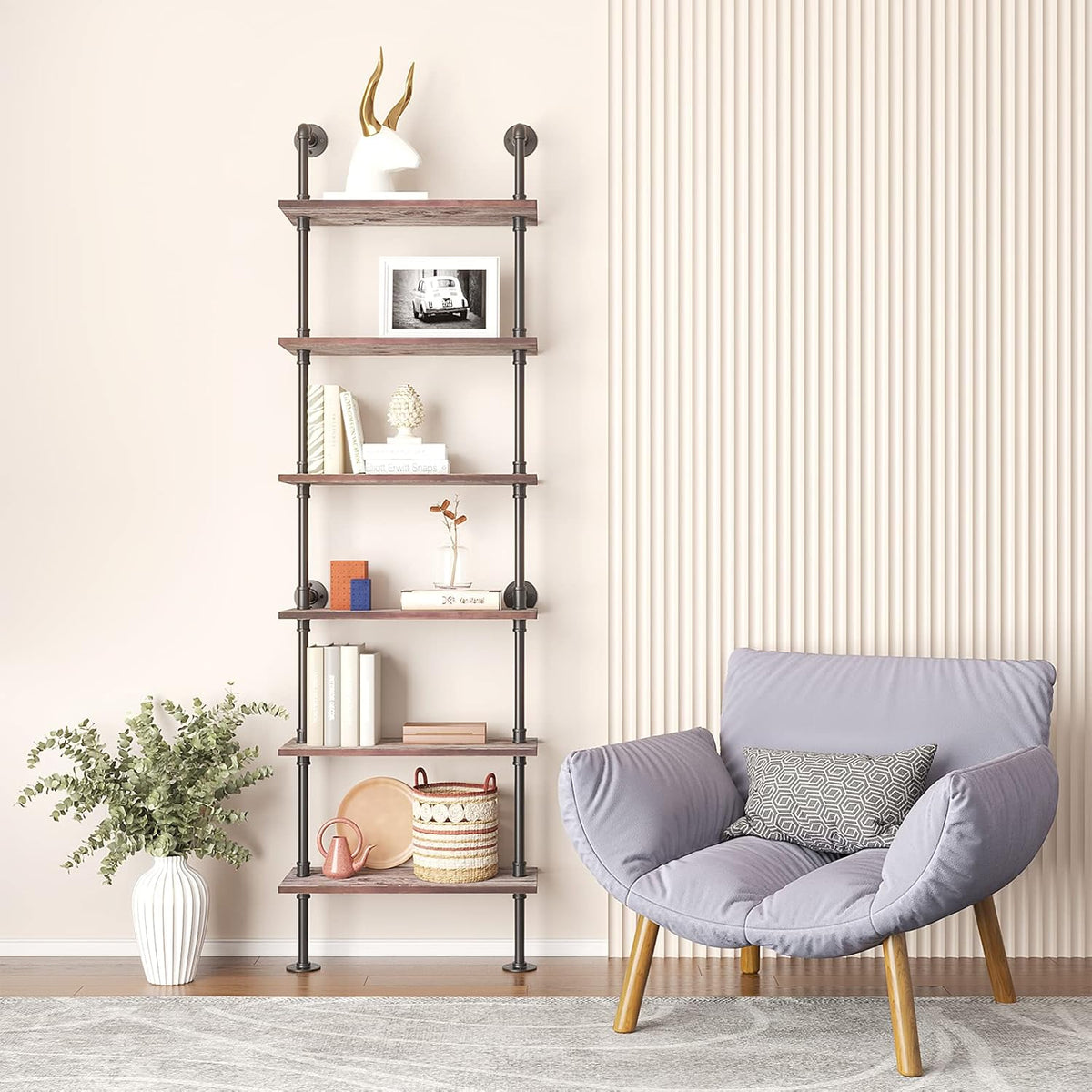 6 Tier Solid Wood Ladder Shelf V17188