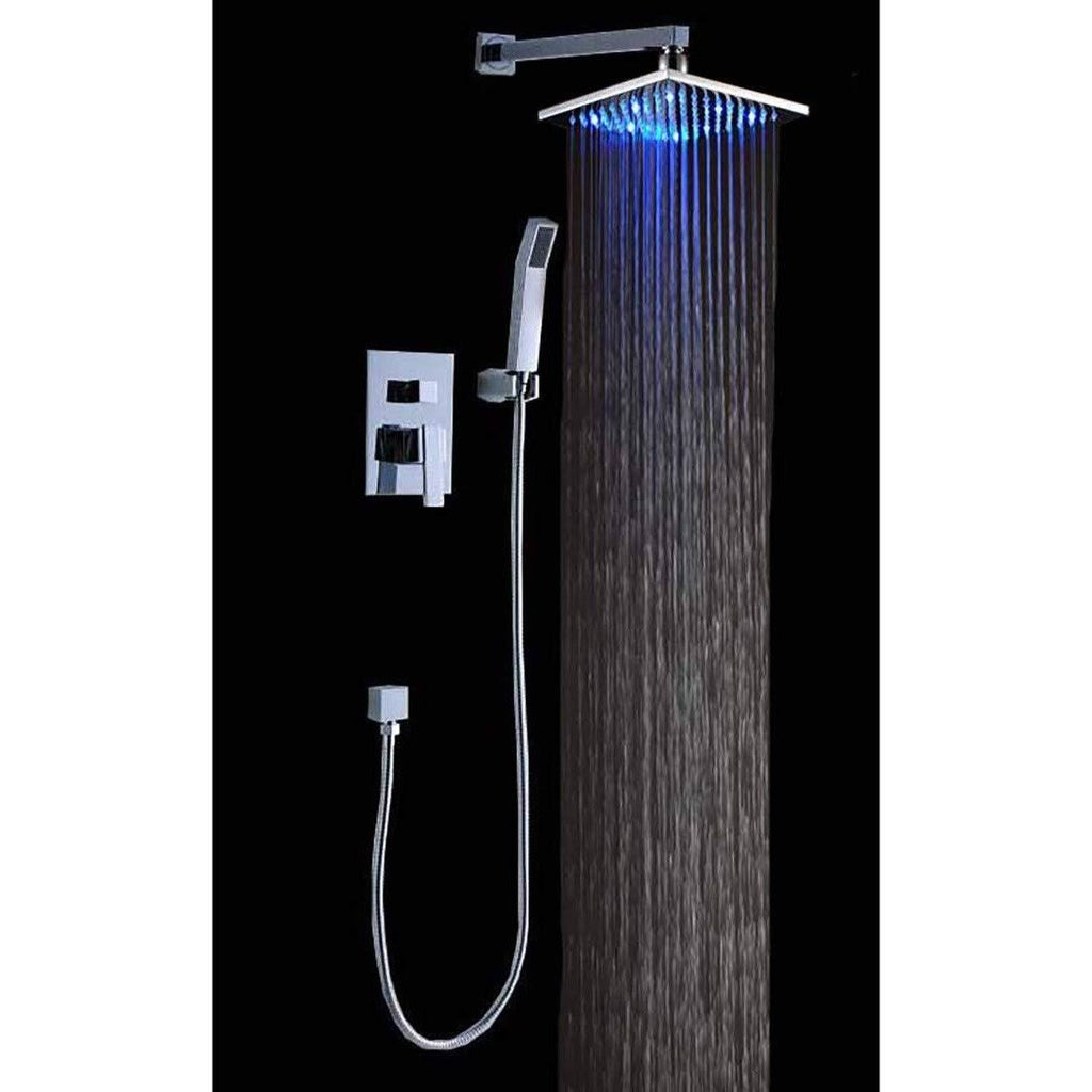 Gold 10 inch Rainfall LED Shower Head with Brass Handheld Shower F430