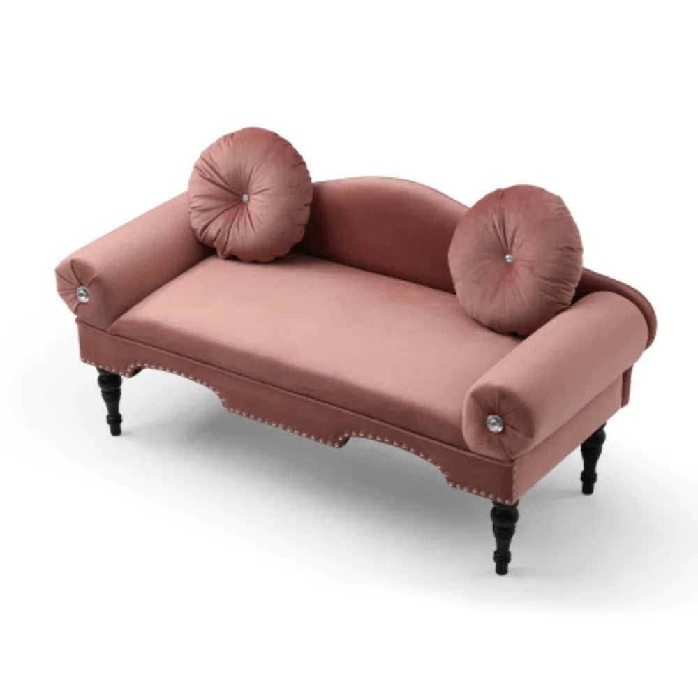 Rose Velvet Upholstered Loveseat Sofa with 2 Pillows B221