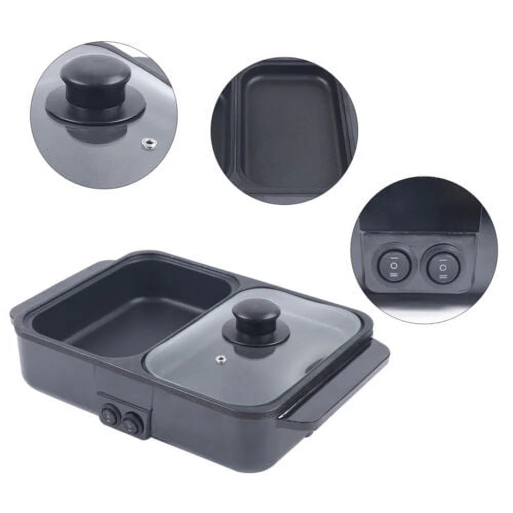 2 in 1 Non-Stick Electric Hot Pot BBQ Grill Pan 110V Y48440