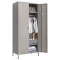 Metal Storage Wardrobe Cabinet with Adjustable Hanging Rod K205394