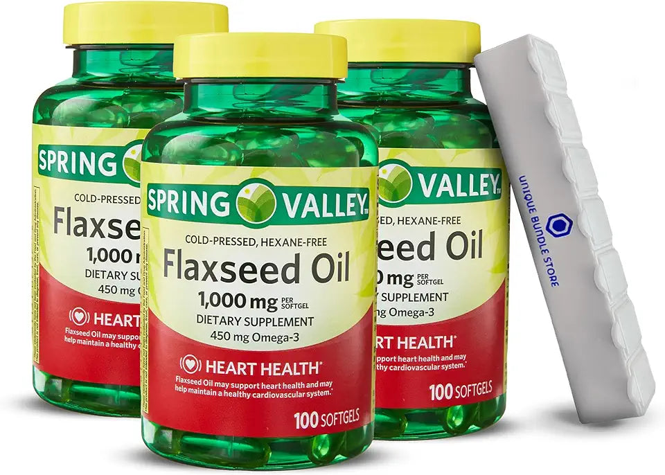 Flaxseed Oil 1000mg Softgels 100 Count Dietary Supplement Pack of 3 I2709