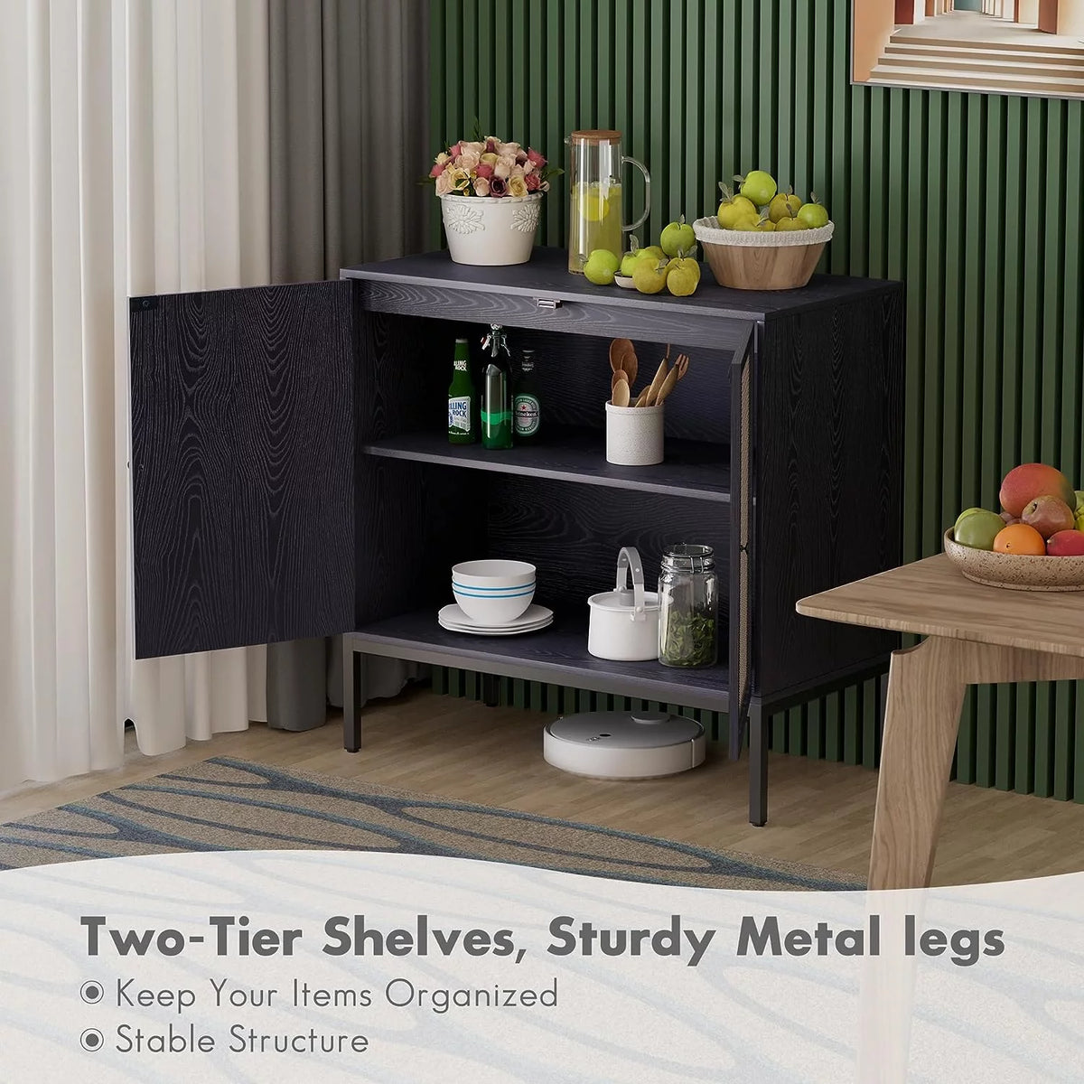 Black Rattan Storage Cabinet N939321