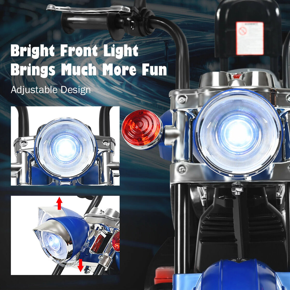 6V Kids Ride On Motorcycle 3 Wheel Trike with Headlight White M227662