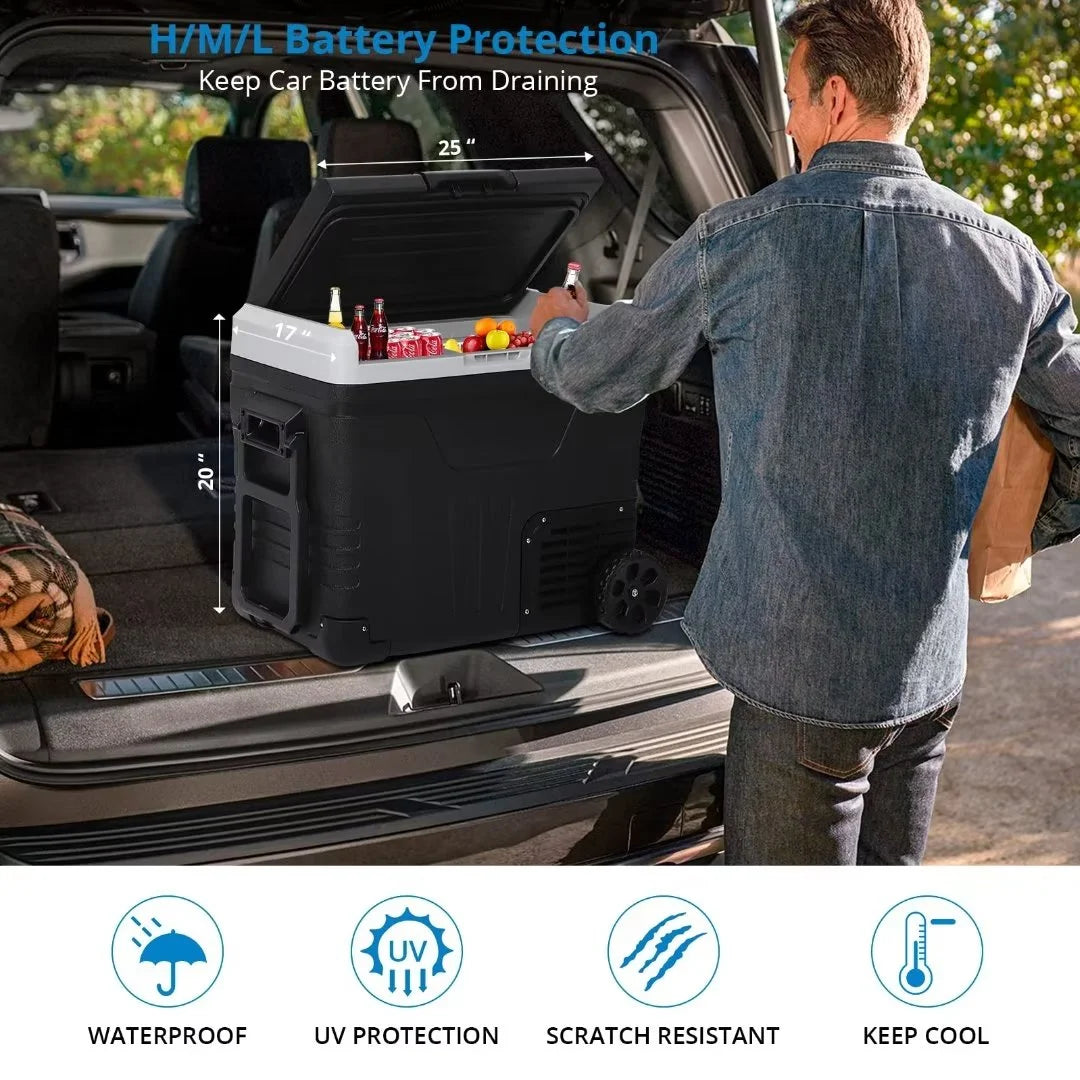 12 Volt Portable Car Refrigerator Freezer 53 Quarts Black H590