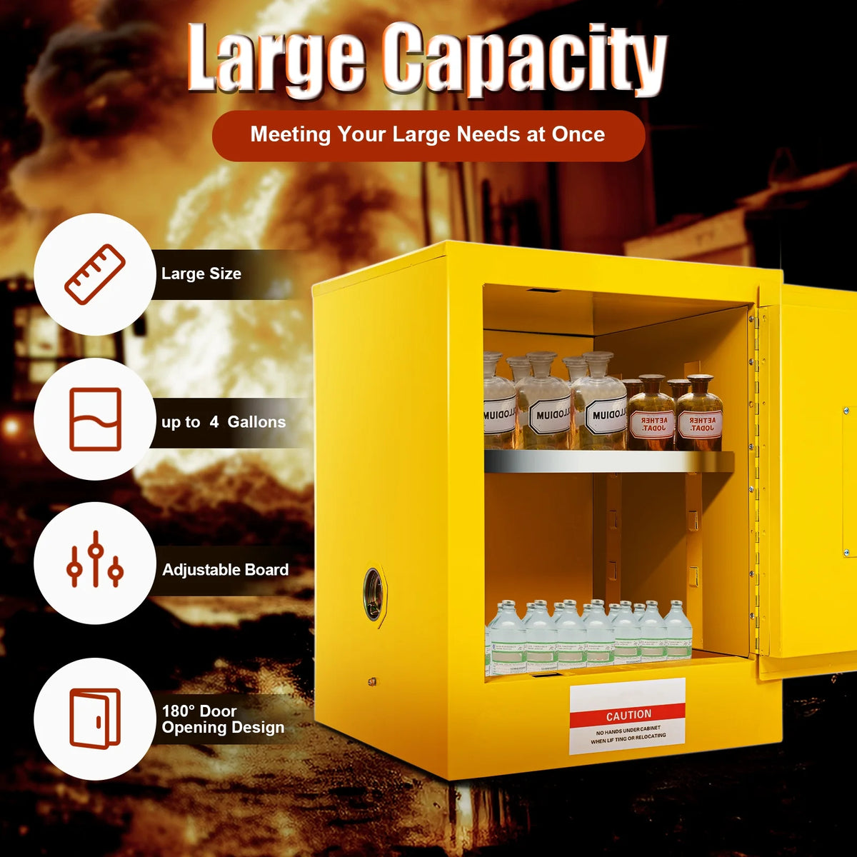 Flammable Liquid Storage Cabinet 4 Gallon Yellow V890