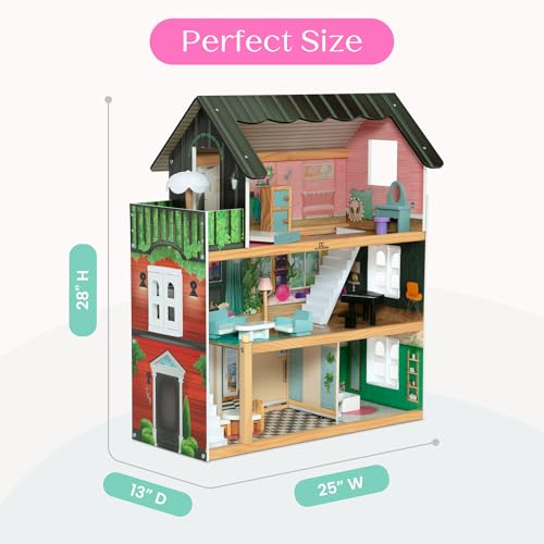 3-Story Dollhouse with 4 Rooms and 16 Accessories C86645