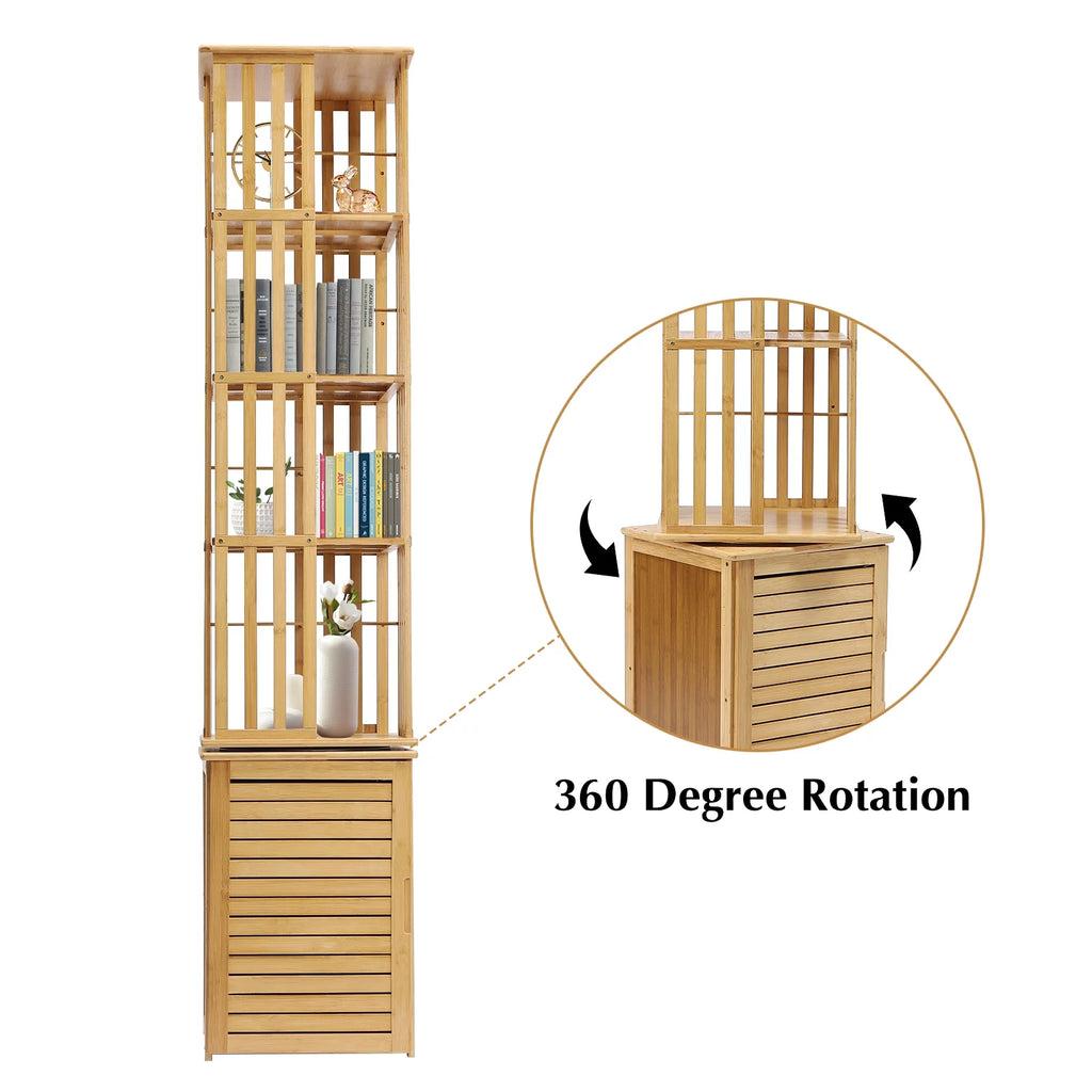 6 Tier 360° Rotating Bamboo Corner Bookshelf N79994