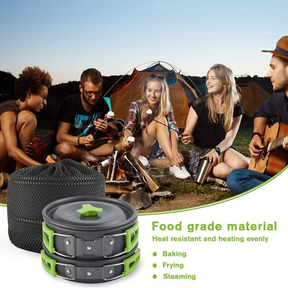 Portable Camping Cookware Set with Alumina Pot and Frying Pan L4145