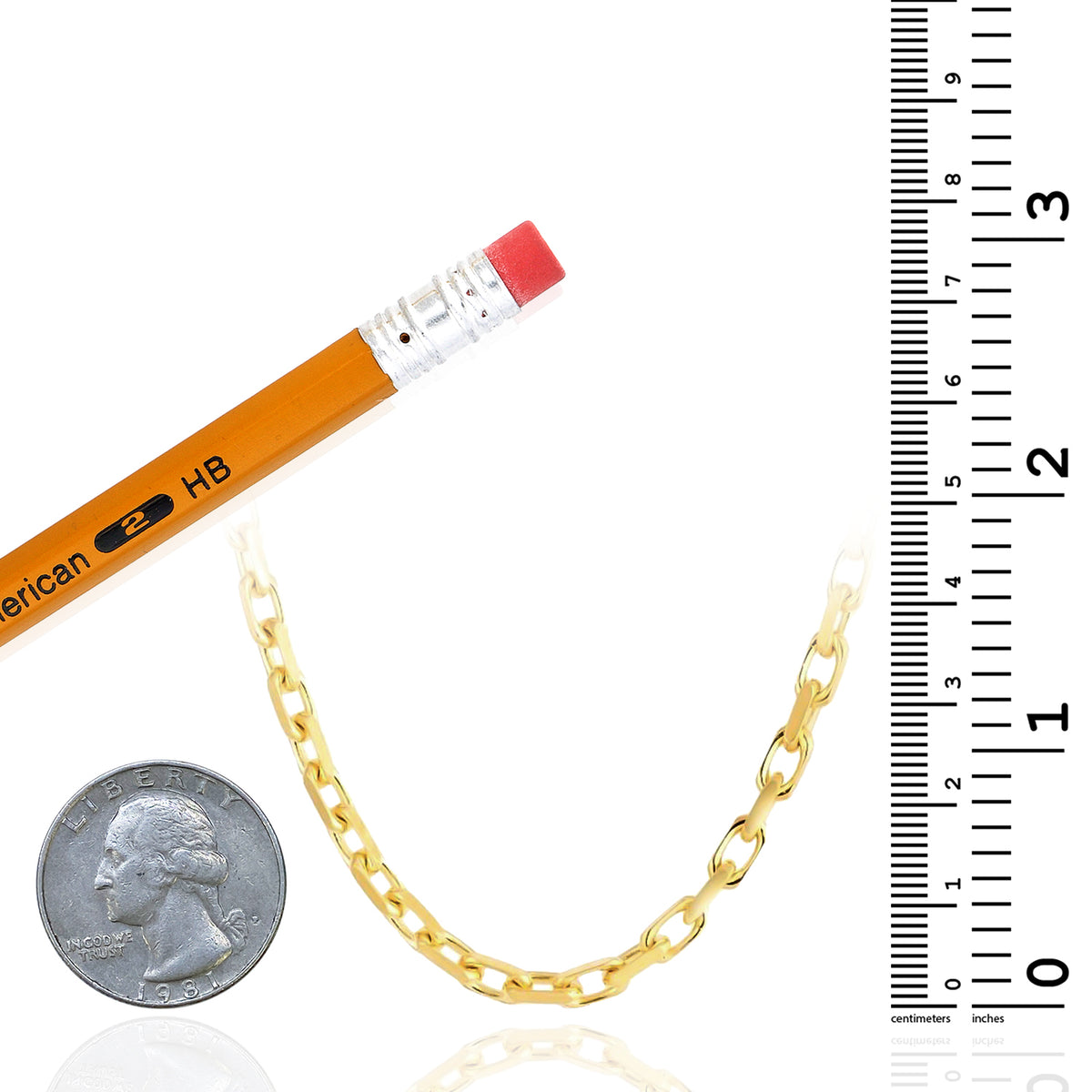 Solid 14K Yellow Gold 2.5mm Cable Chain Necklace 18" 20" 22" 24" R1258